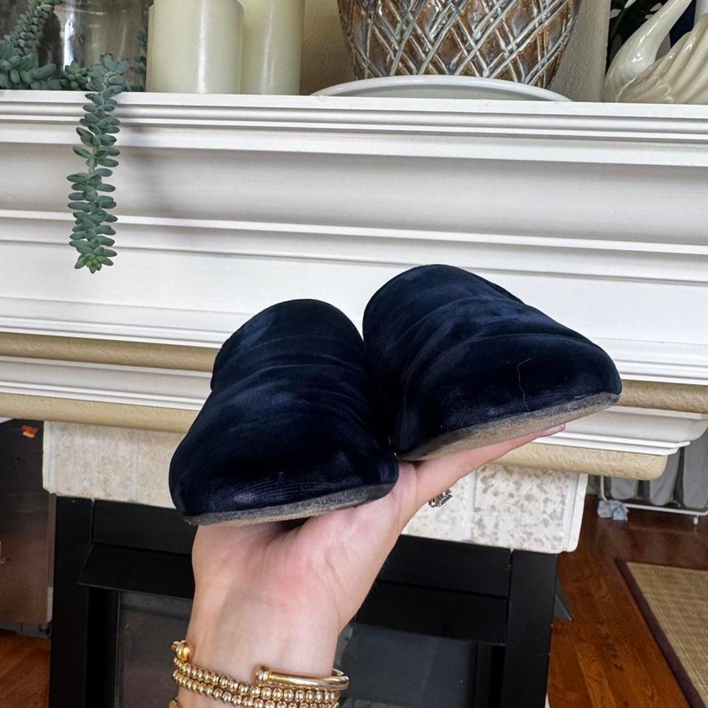 Vince Bray velvet flat loafer smoking slipper midnight blue size 7.5 mid mod - Picture 4 of 7